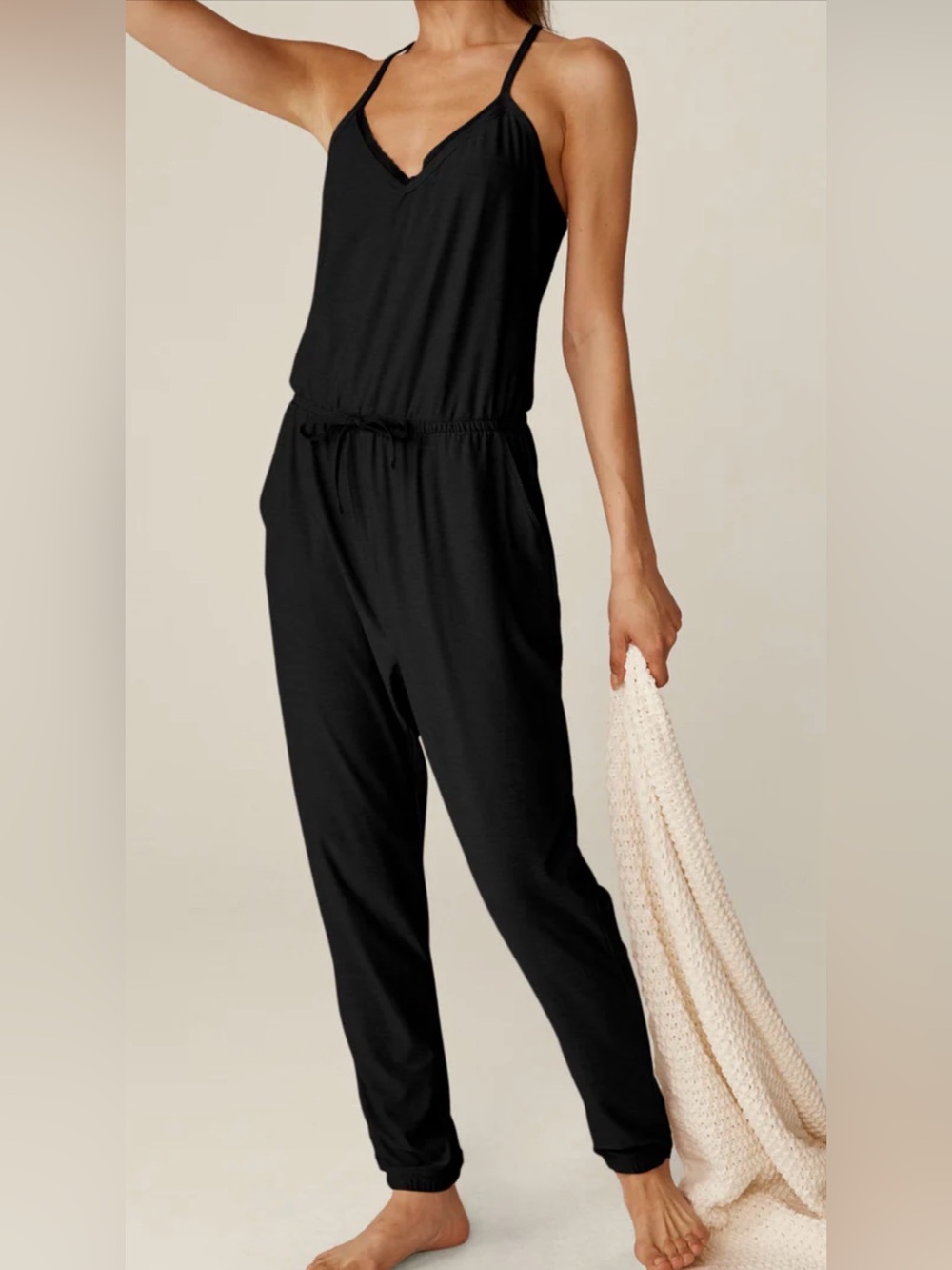 Beyond Yoga Black Strappy Jumpsuit